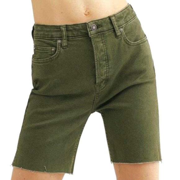 Free People Pants - NEW FREE PEOPLE GREEN HIGH-WAISTED BERMUDA SHORTS